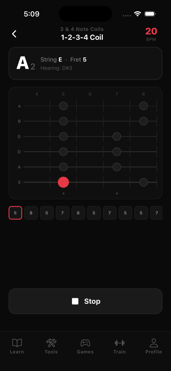 Fretwerk practice exercise on the fretboard